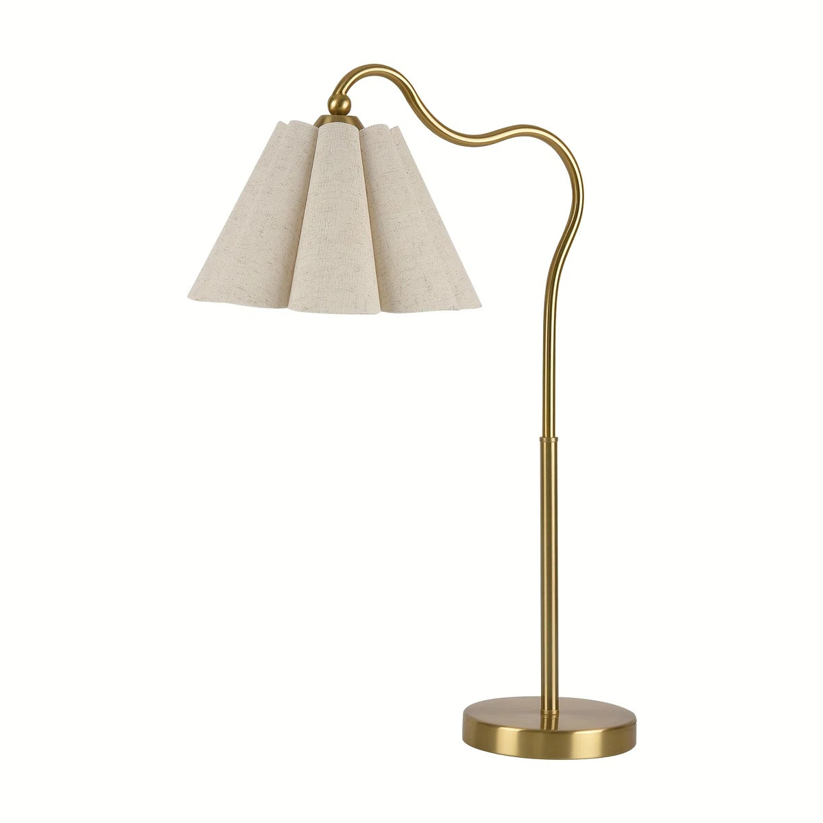 Modern Minimalist Style Curved Metal Lamp Post Decorative Desk Lamp, Use E26 Bulb With Linen Peta... | Wayfair North America