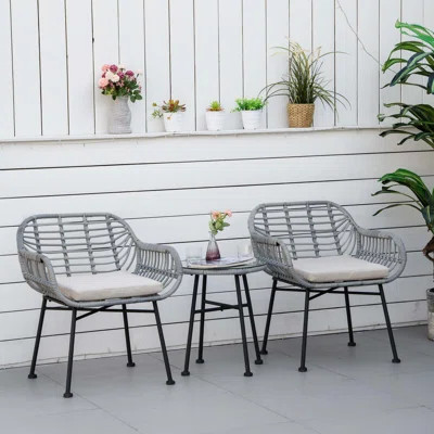 Outsunny PE Rattan Wicker 3 Piece Patio Set | Wayfair North America