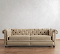 Chesterfield Roll Arm Leather Sofa (65"–96") | Pottery Barn (US)
