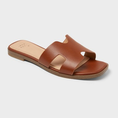 Women’s Nina Slide Sandals - A New Day™ Cognac 5.5 | Target