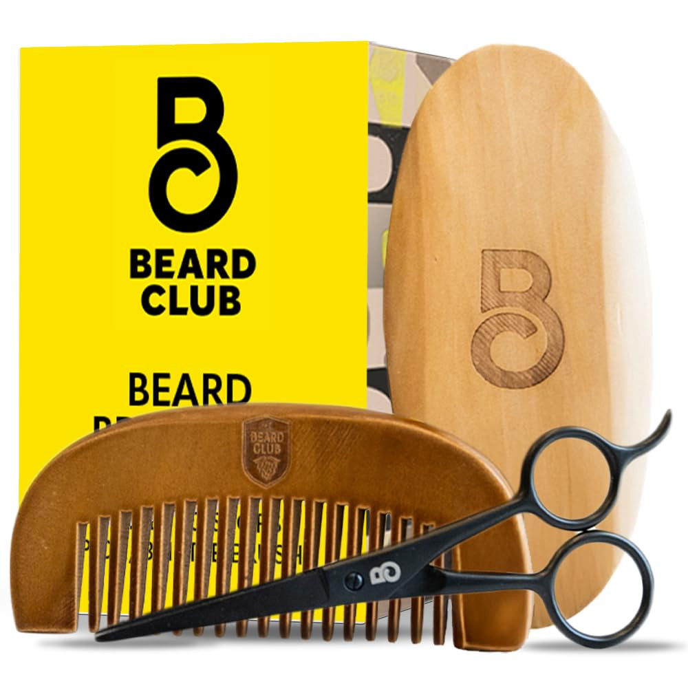 The Beard Club Brush, Comb and Scissors Grooming Kit for Men's Beards and Mustaches Gift Set | Amazon (US)