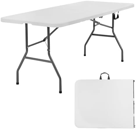 COSCO Fold-in-Half Banquet Table w/Handle, 6ft, White | Amazon (US)