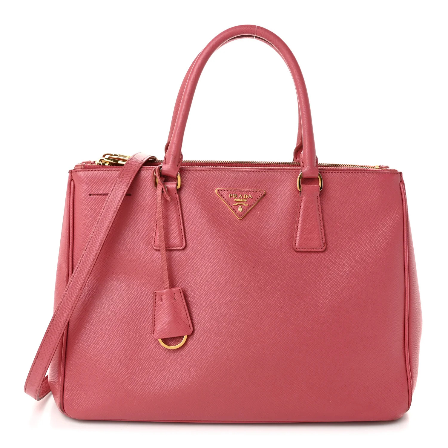 Prada Saffiano Medium Galleria Double Zip Tote Geranio 1943683 | FASHIONPHILE (US)