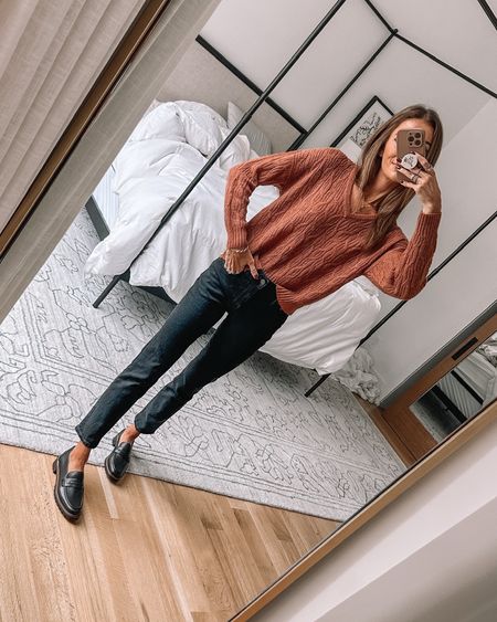 wearing size xs in madewell sweater and 23 in jeans. 40% off today with code JOLLY

#LTKsalealert #LTKstyletip