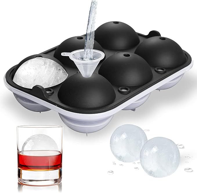 TINANA Ice Ball Maker, 2.5inch Reusable Ice Ball Form, Easy Release Round Silicone Ice Sphere Tra... | Amazon (US)
