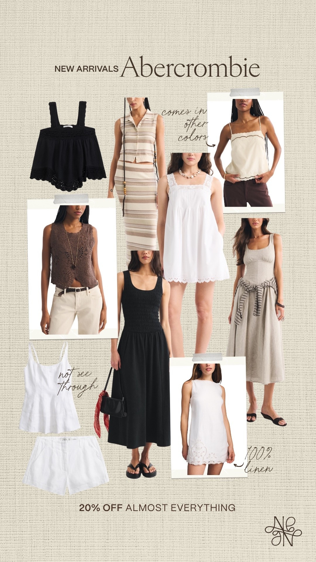 20% OFF almost everything at Abercrombie!! 

summer outfit, summer dress, maxi dress, white dress, black dress, matching set, linen set