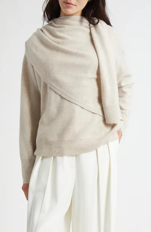 Vince Drape Neck Wool & Cashmere Sweater in Heather Dove Oat at Nordstrom, Size X-Large | Nordstrom
