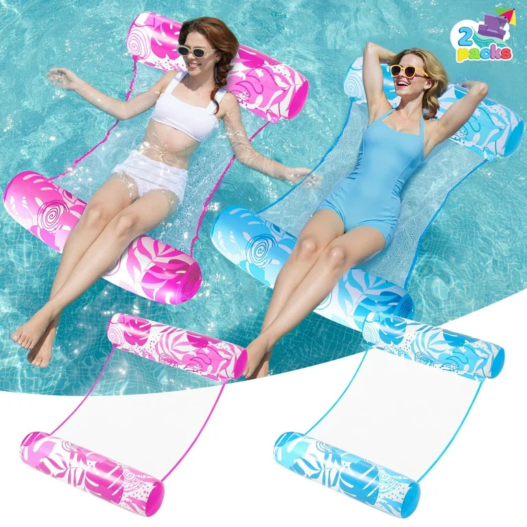 JOYFY 2 Packs Inflatable Pool Float Hammock, 4 in 1 Pool Floaties for Adults, Swimming Pool Acces... | Walmart (US)