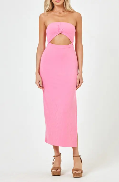 LSPACE Kierra Cutout Strapless Rib Cover-Up Dress in Guava at Nordstrom, Size Small | Nordstrom