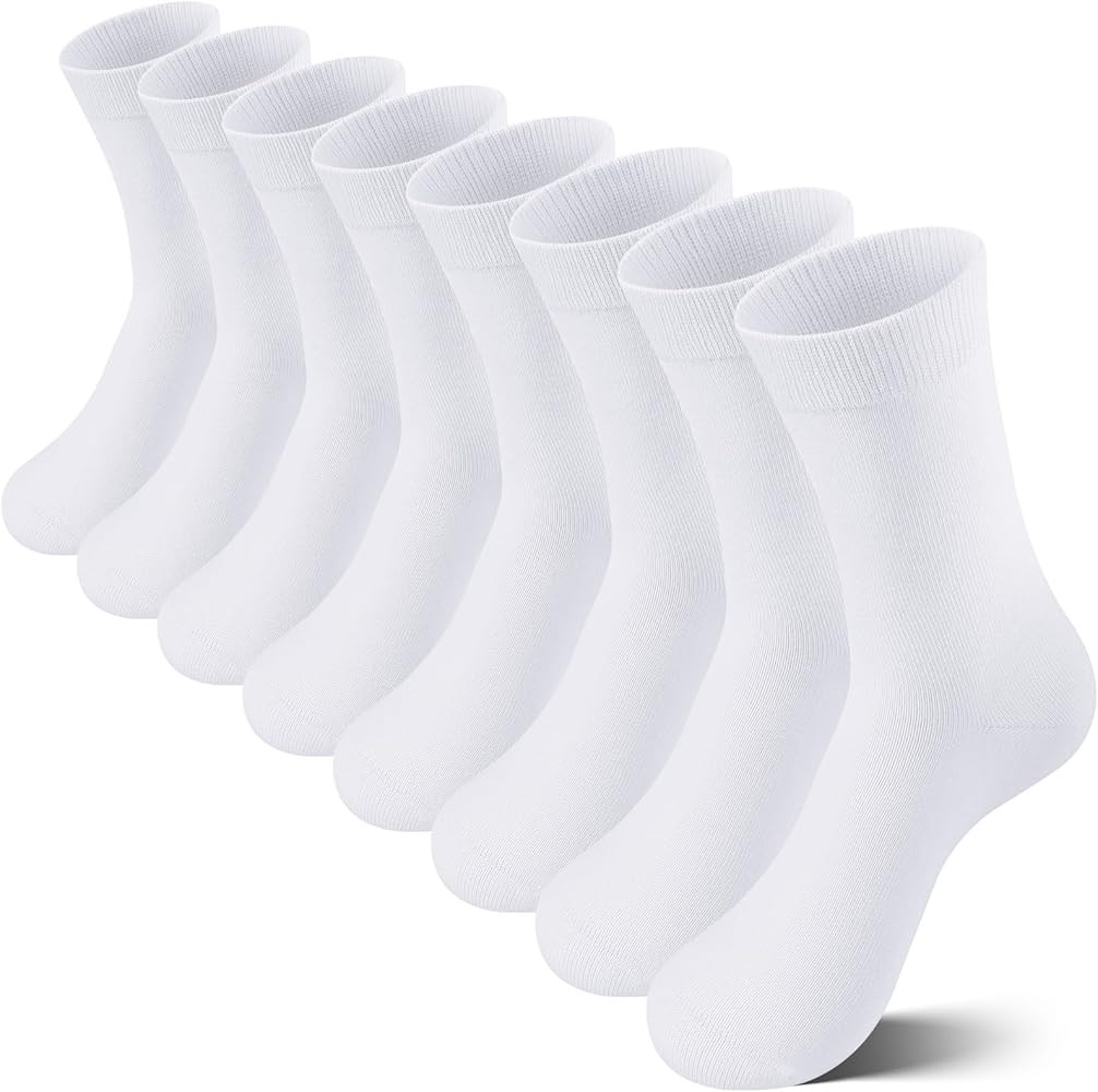 8 Pairs Kids Socks for Boys Girls Crew Dress Athletic Socks Soft Cotton Seamless Cushioned School... | Amazon (US)