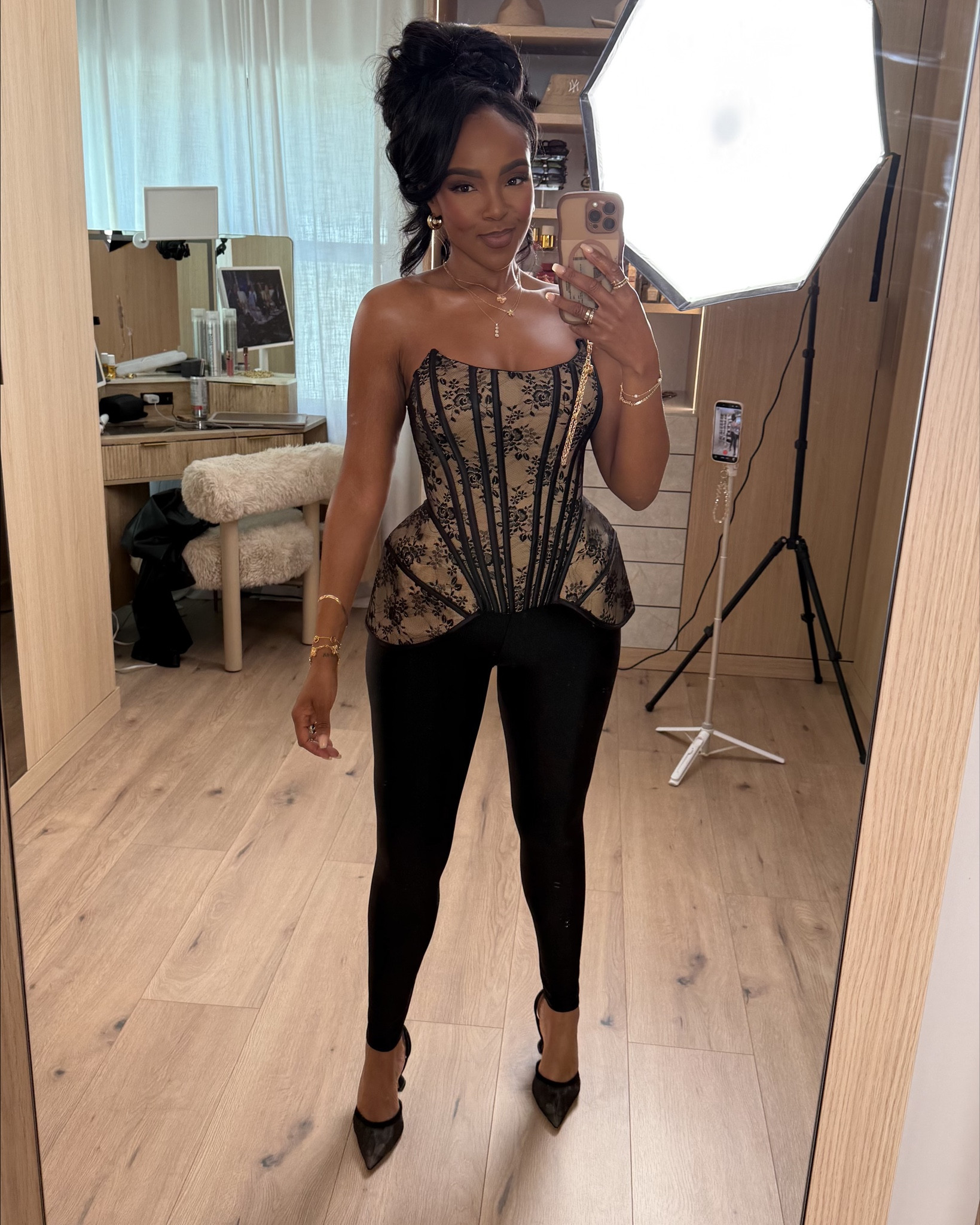 ✨ Holiday Night-Out Look — A structured corset paired with sleek leather pants for the perfect mix of glam and edge. The silhouette is stunning and makes this a standout holiday moment.

Perfect for date nights, holiday parties, or girls’ night out.

📏 Sizing: Top size Small, pants size Small  
5'4" • 138 lbs • 34D • 27" waist • 40" hips  
*Black Friday deals are active—shop before prices go up!*

This corset-and-leather combo elevates any night-out outfit, giving that hourglass shape with a polished finish. The fit is comfortable yet snatched, perfect for holiday dressing.

Fashion keywords: corset top outfit, night out look, leather pants outfit, holiday outfit ideas, glam evening look

Follow me on Instagram and YouTube @kirasfashionfinds

#LTKootd #LTKHoliday