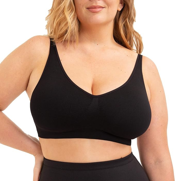 Shapermint Women's Compression Seamless No Wire Scoop Neck Throw-on Bralette | Amazon (US)