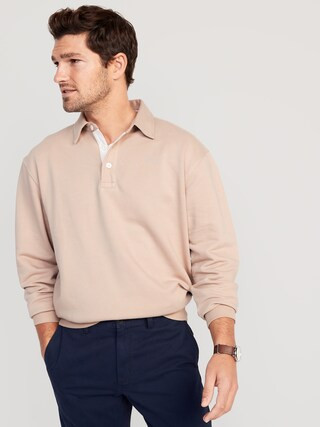 French Terry Polo Pullover Sweater for Men | Old Navy (US)