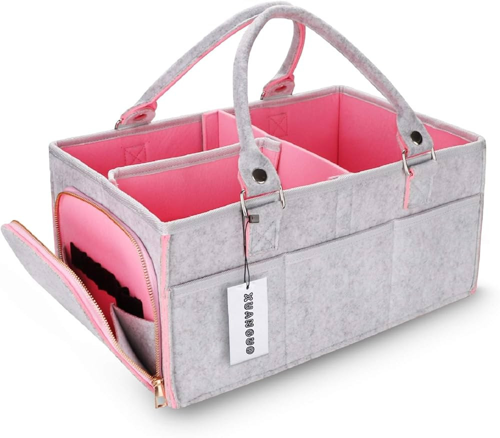 Baby Diaper Caddy Organizer for Girl Boy Large Nursery Storage Bin Basket Portable Holder Tote Ba... | Amazon (US)