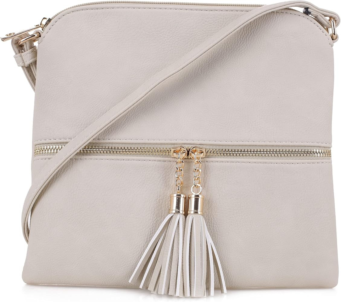 SG SUGU Lightweight Medium Crossbody Bag Shoulder Bag with Tassel and Zipper Pocket | Amazon (US)