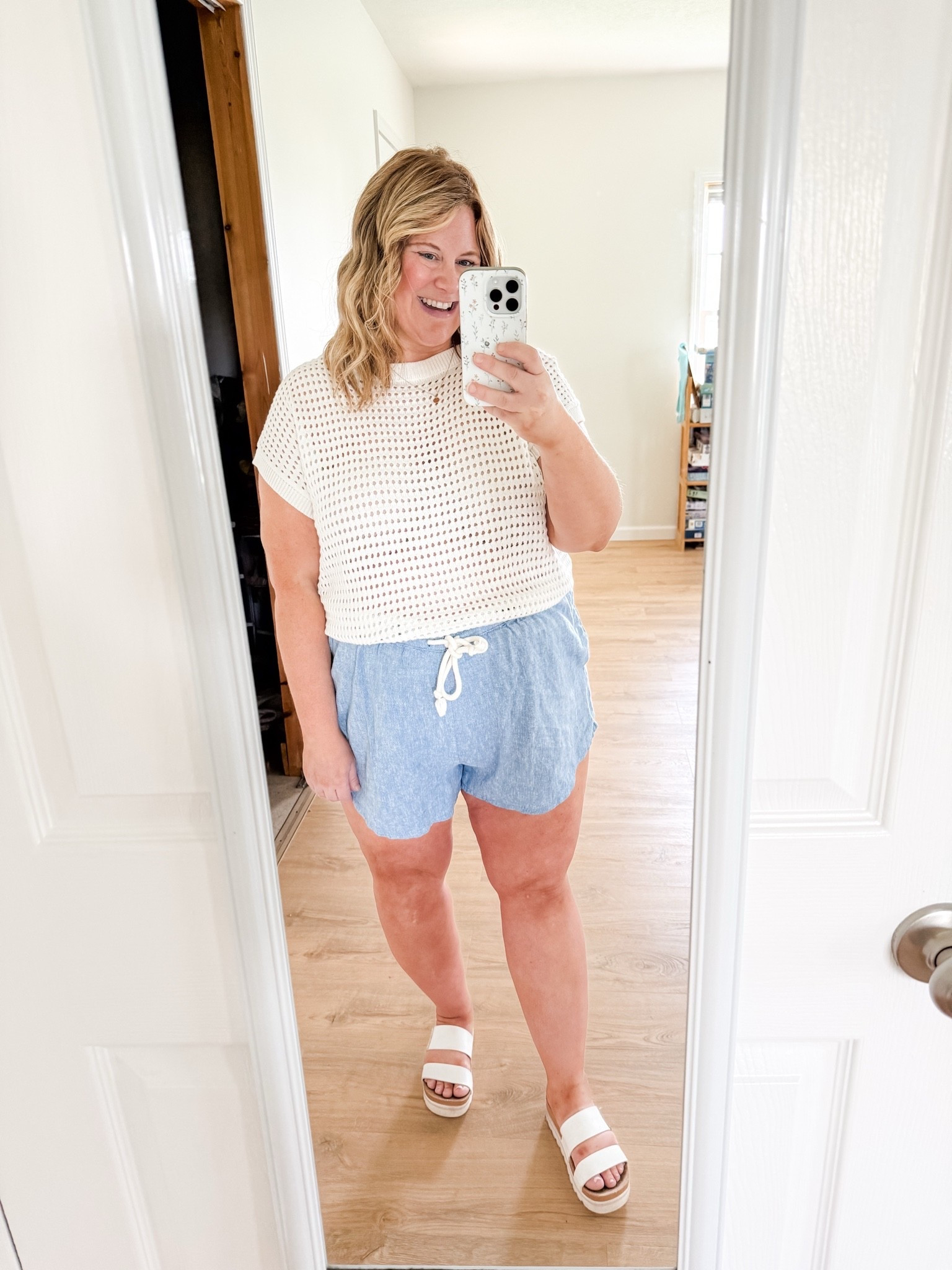 Wearing an XL in my crochet top, XXL in shorts (sized up for bump) and my reef sandals

#LTKdayinmylife #LTKBump #LTKMidsize