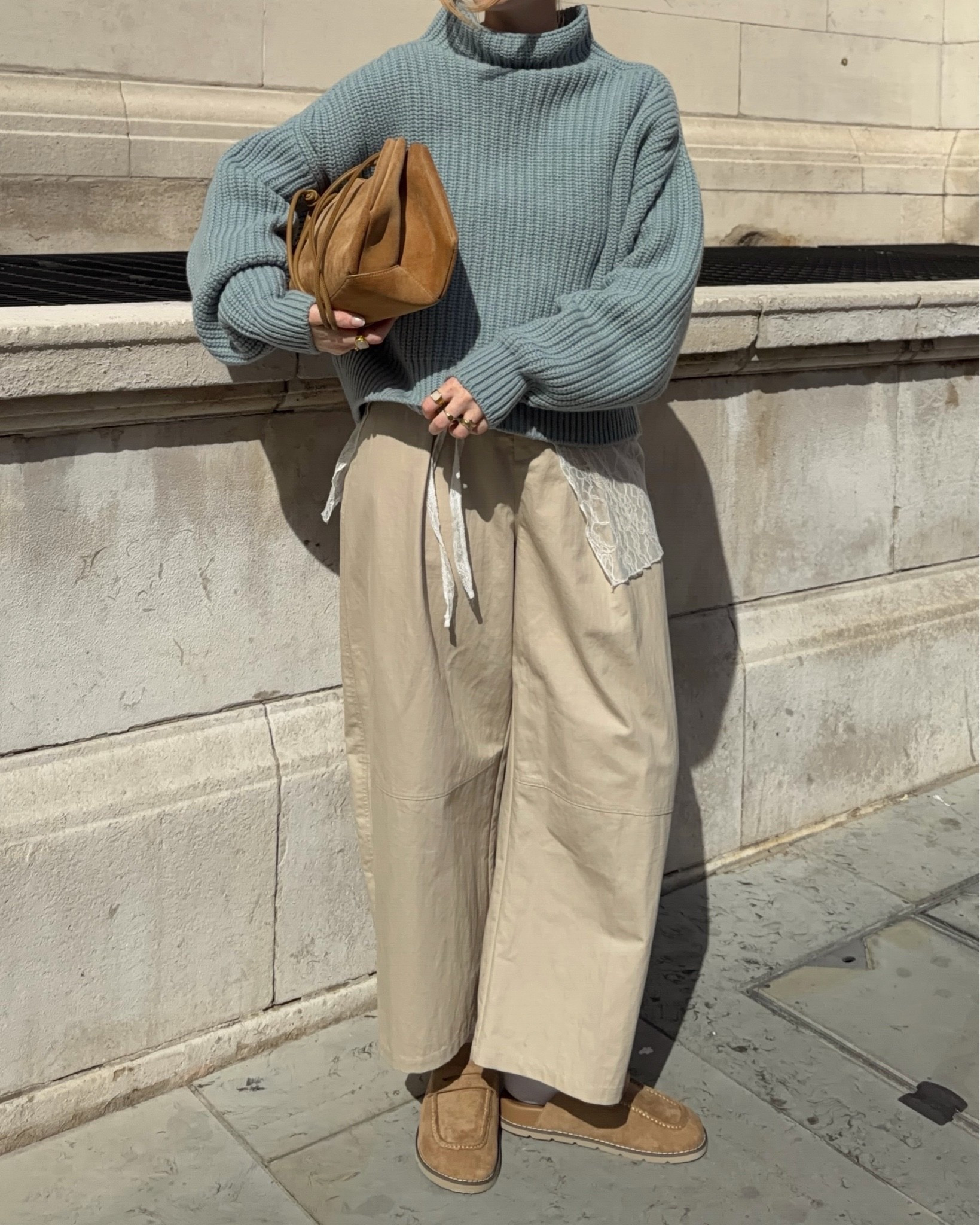 High Collar Knit, Funnel Neck, Jumper, Knitwear, Mule, Clog, Bostons, Cotton Trousers

#LTKuk #LTKautumn #LTKeurope