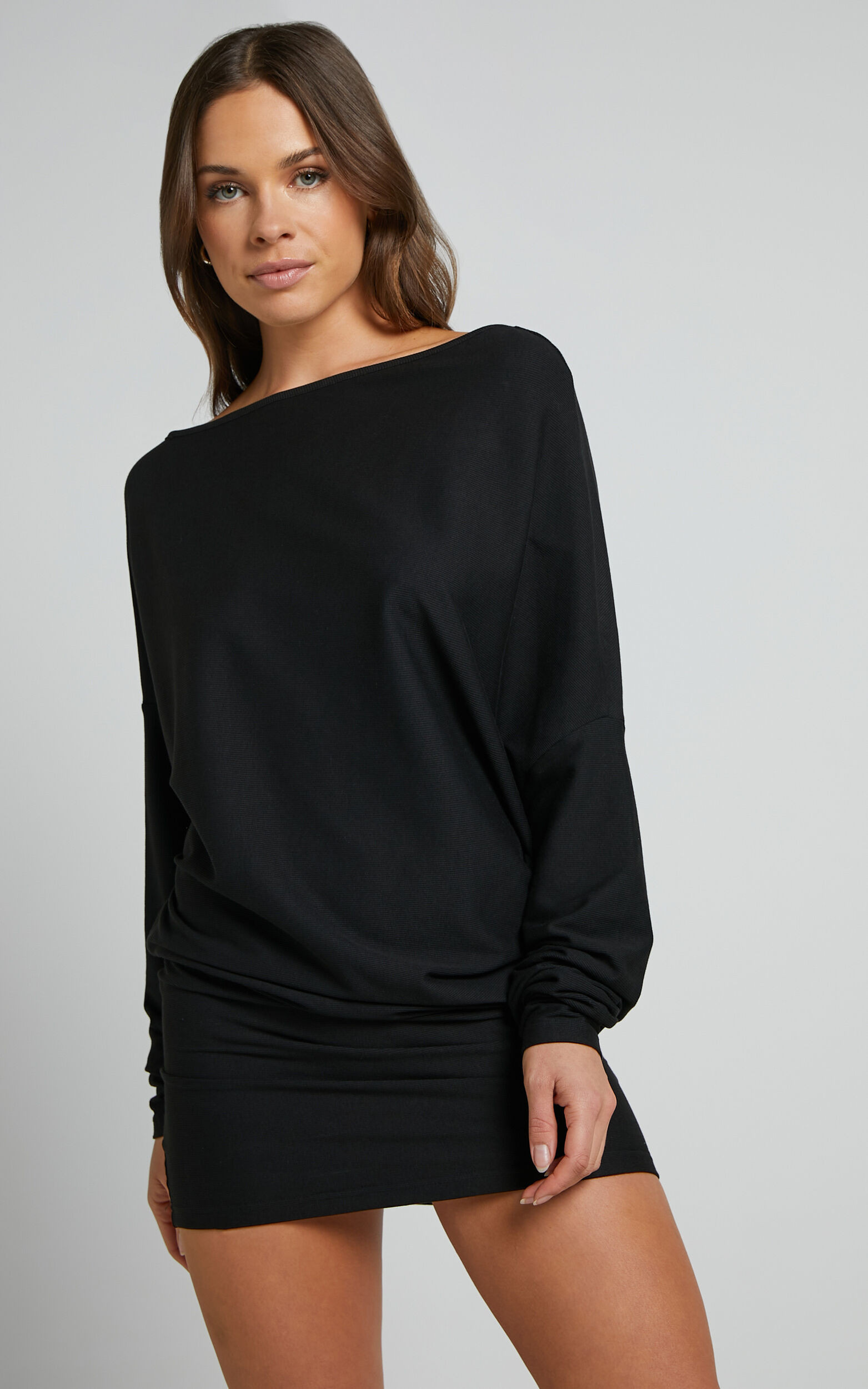 Fermina Mini Dress - Long Sleeve Bodycon Dress in Black | Showpo (US, UK & Europe)