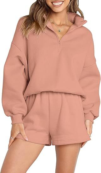 ANRABESS Women's Oversized 2 Piece Lounge Sets Fall Outfits 2022 Long Sleeve Cozy Casual Pajamas ... | Amazon (US)