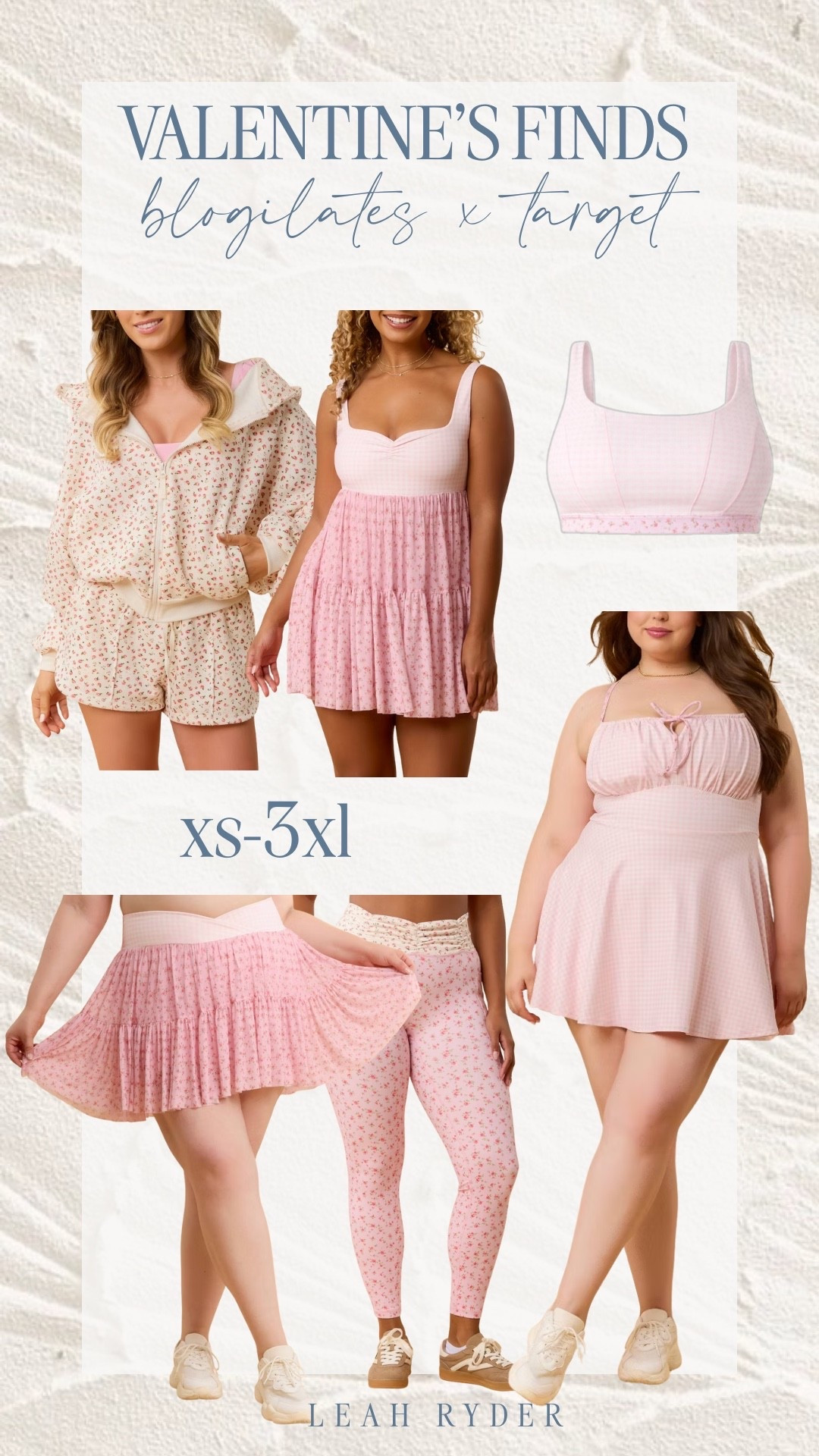 Blogilates x Target Valentine’s Day activewear featuring soft pinks, feminine prints, and flattering silhouettes. This collection includes inclusive XS–3XL sizing with matching skirts, leggings, dresses, and supportive sports bras. Designed for low-impact workouts, Pilates, lounging, and everyday wear with a Valentine’s aesthetic. Affordable Target Valentine’s activewear that blends comfort, stretch, and seasonal style.

#LTKValentine #LTKActive #LTKPlusSize