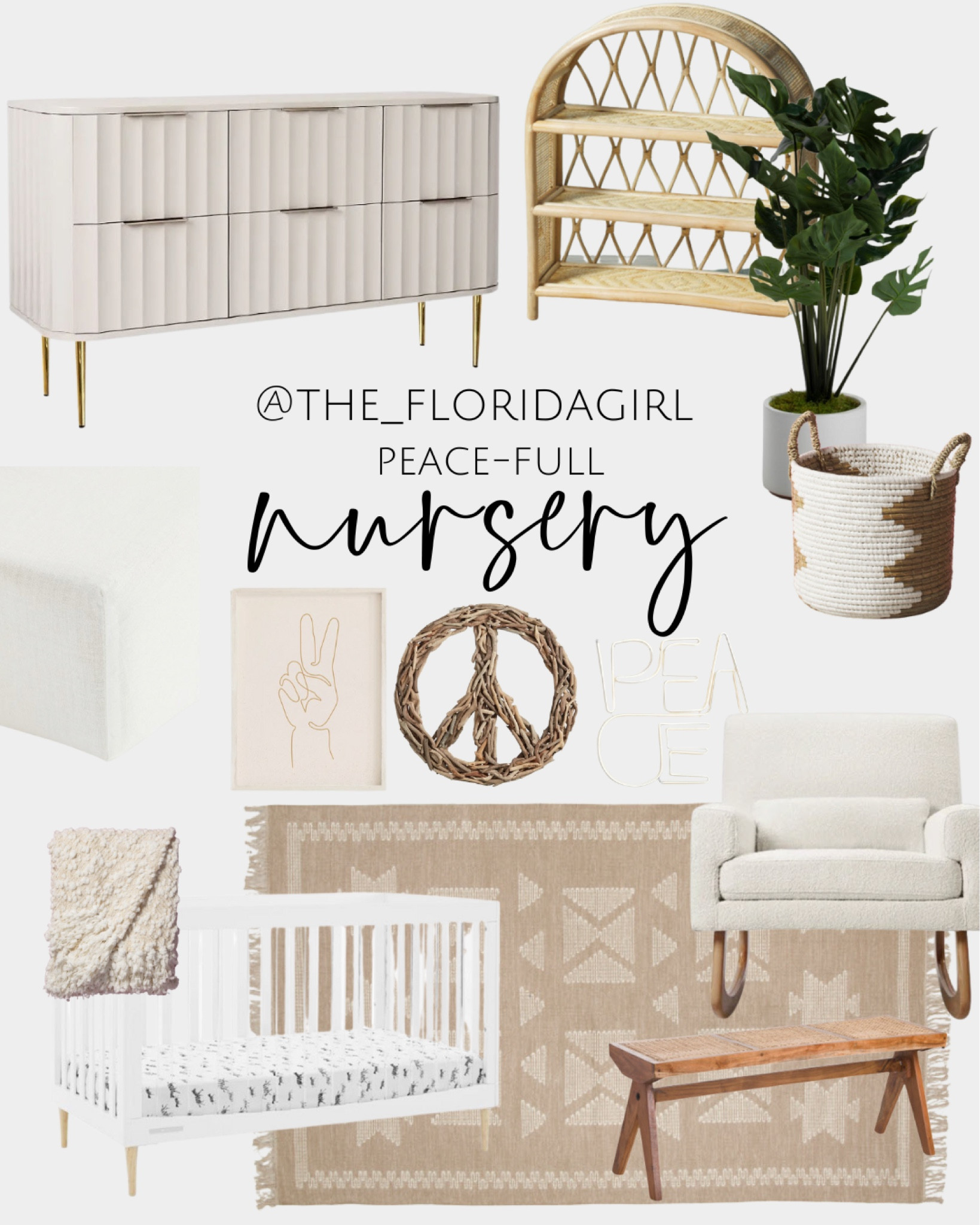 Neutral Baby Nursery #baby #babynursery #neutraldecor #boho #bohonursery #bohemian #babygear #babynurserytheme #crib #dressee