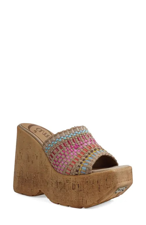 Candie's Nelya Platform Wedge Sandal in Natural Raffia at Nordstrom, Size 11 | Nordstrom