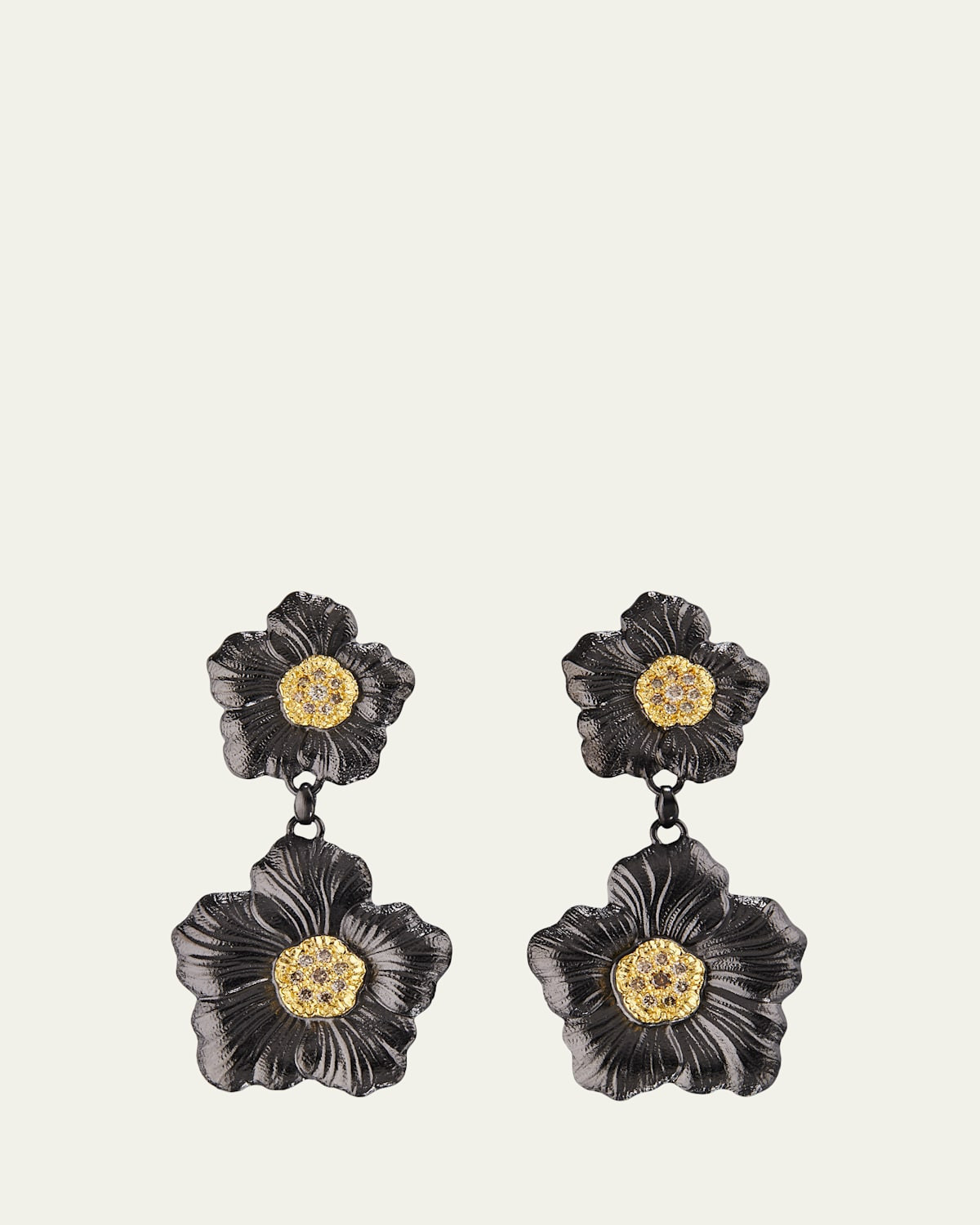 Blossom Gardenia Burnished Silver, Gold, Brown Diamond Drop Earrings | Bergdorf Goodman