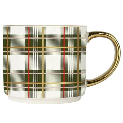 Sweet Water Decor Green Plaid Coffee Mug, 14oz China Christmas Mug with Gold Handle, Large Holiday Winter Cup for Coffee, Tea & Hot Chocolate, Stocking Stuffer Gifts for Women | Amazon (US)