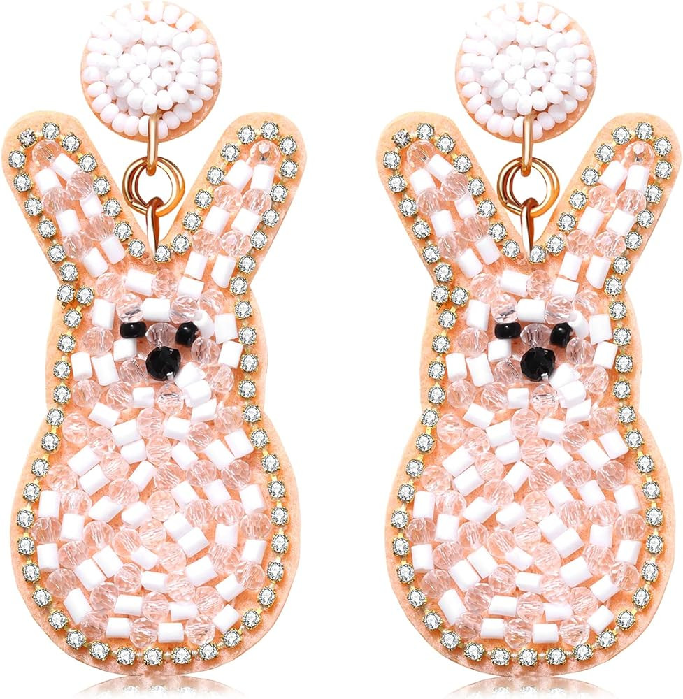 Boderier Easter Earrings for Women Beaded Easter Bunny Eggs Carrot Drop Dangle Earrings Easter Gi... | Amazon (US)