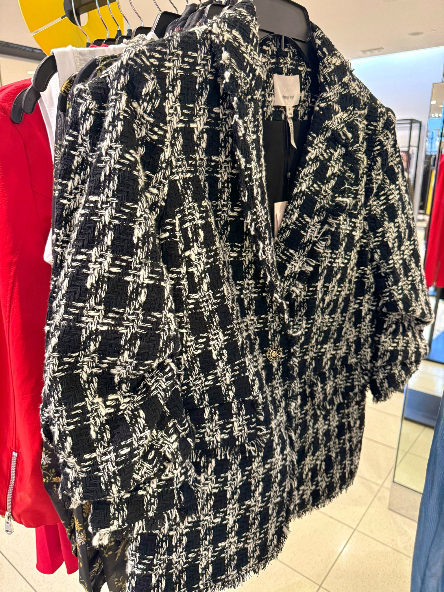 While we are on the subject of CinqaSept…this blazer is the most gorgeous blazer I’ve seen! Love the tweed, love the buttons and overall, this blazer is just perfection! It is part of the NSALE and there is also a matching skirt! 

#LTKxNSale #LTKSaleAlert #LTKSummerSales