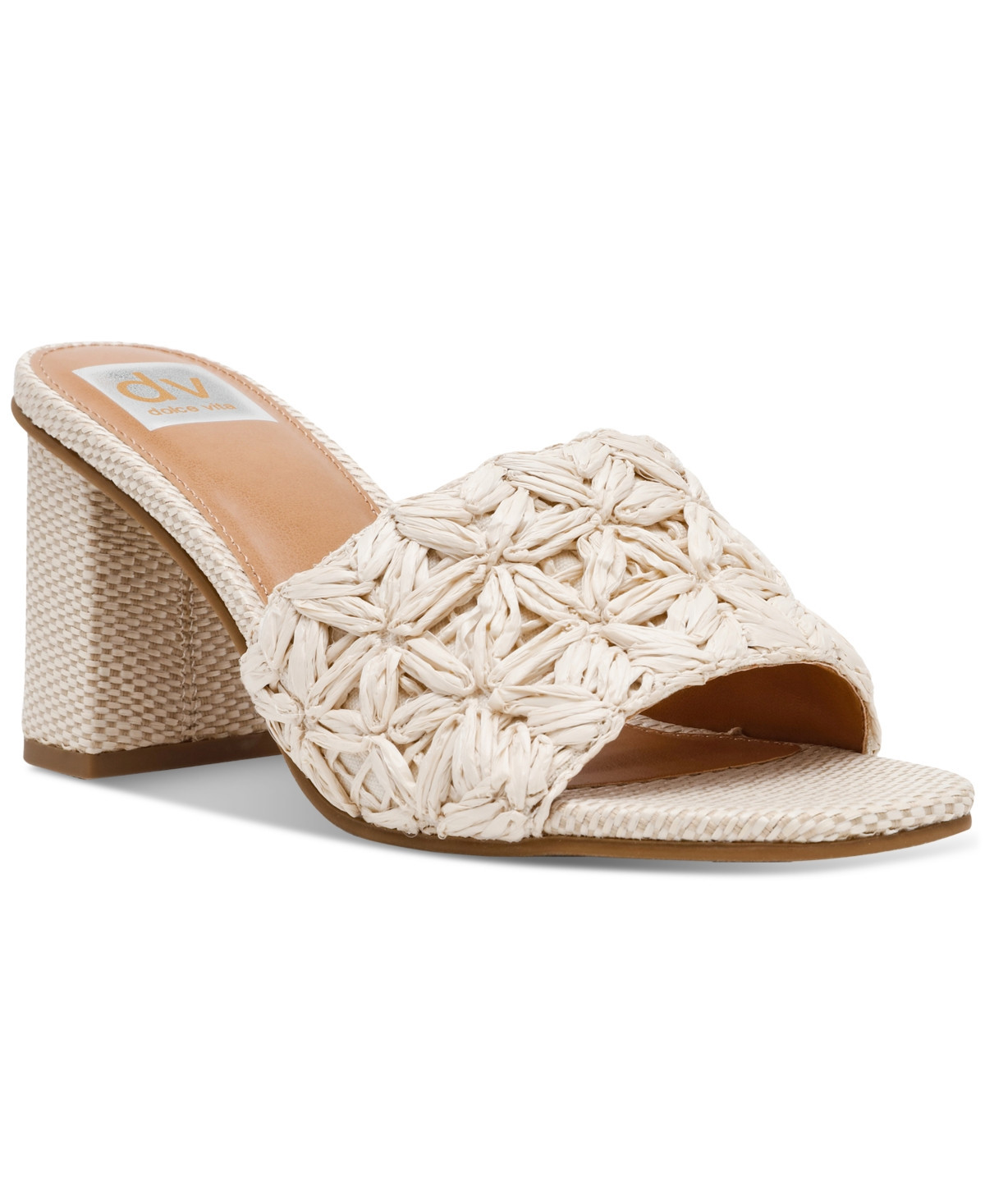 Dv Dolce Vita Women's Honey Raffia Block-Heel Dress Sandals - Ivory Raffia | Macy's