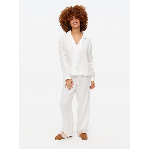 White Double Cloth Traditional Pyjamas L | Tu Clothing