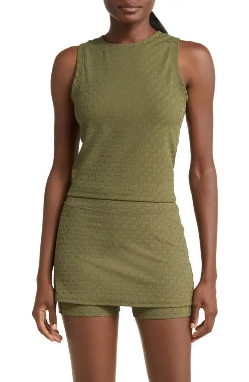 zella Jacquard Tank in Olive Night Geo Weave Jaq at Nordstrom, Size Small | Nordstrom