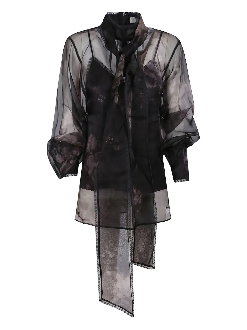 ZIMMERMANN Panelled tie-neck Top | Black | FARFETCH | Farfetch Global