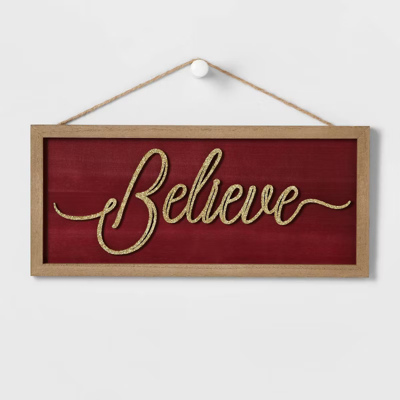 16" 'Believe' Wood Wall Sign - Wondershop™ | Target
