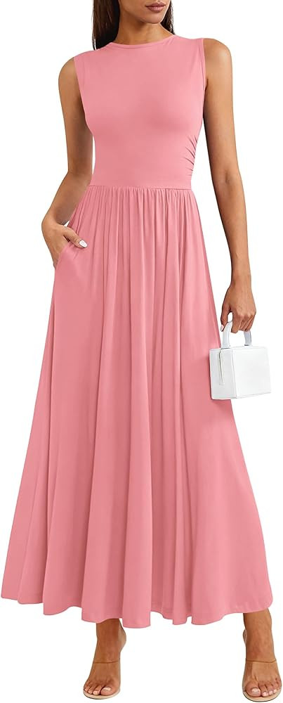 PRETTYGARDEN Summer Maxi Dresses for Women 2026 Sleeveless A Line Flowy Long Casual Sundress Wedd... | Amazon (US)