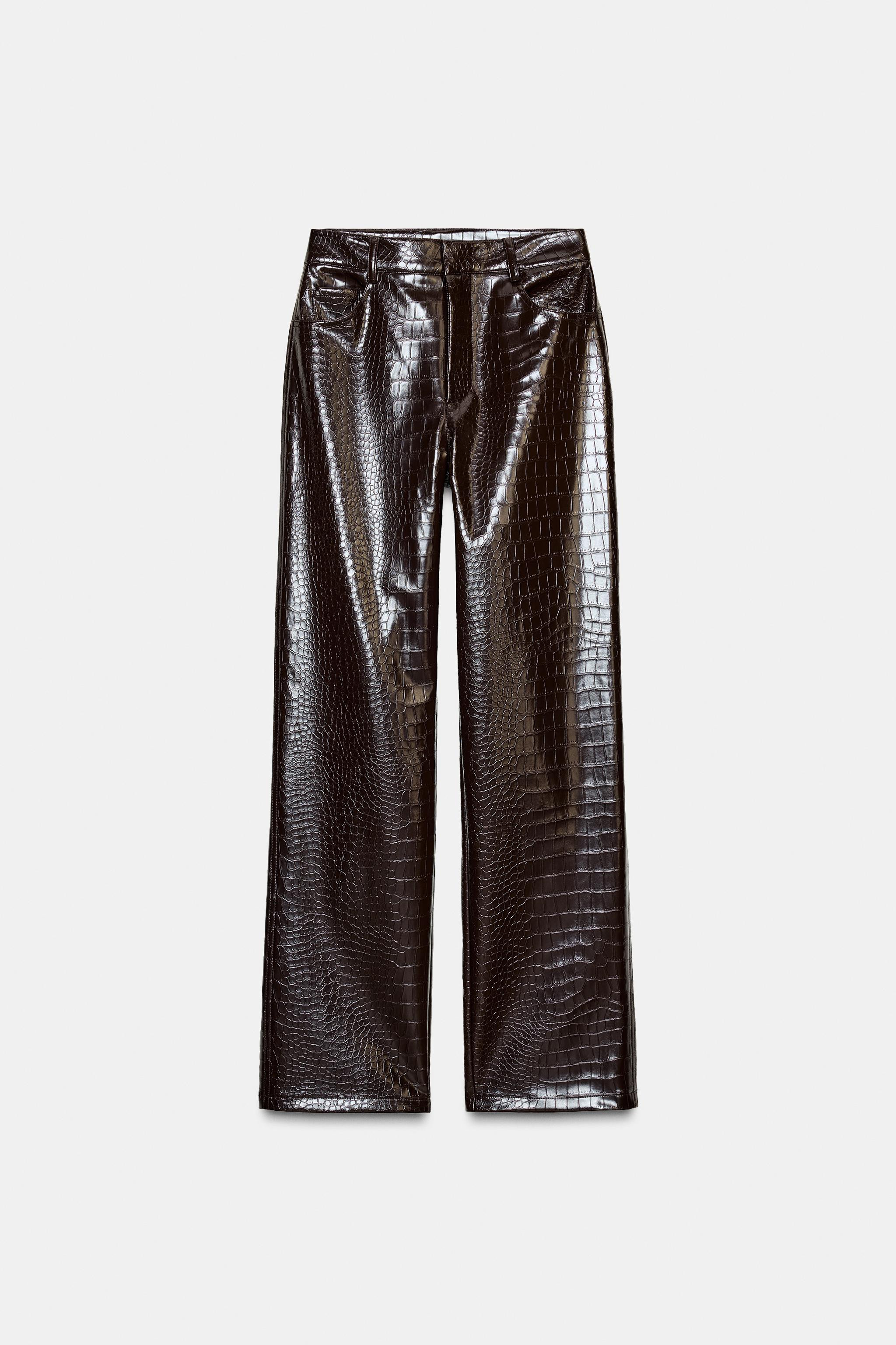 STRAIGHT-LEG FAUX LEATHER ANIMAL EMBOSSED PANTS | Zara US