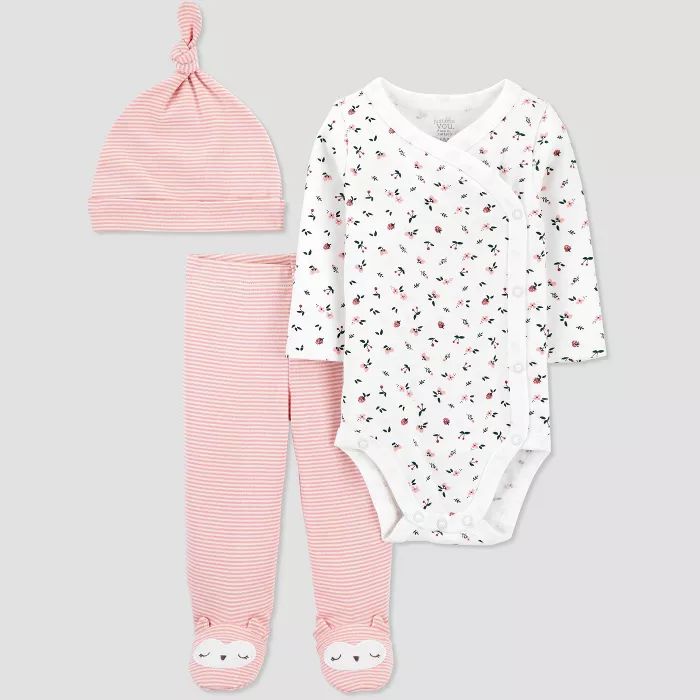 Baby Girls' 3pc Floral Side Snap Top and Bottom Set - Just One You® made by carter's Pink | Target