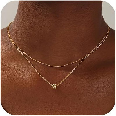 Summit Adventure Layered Initial Necklace – Dainty Gold Stackable Letter Jewelry for Women & Teens only-m | Target
