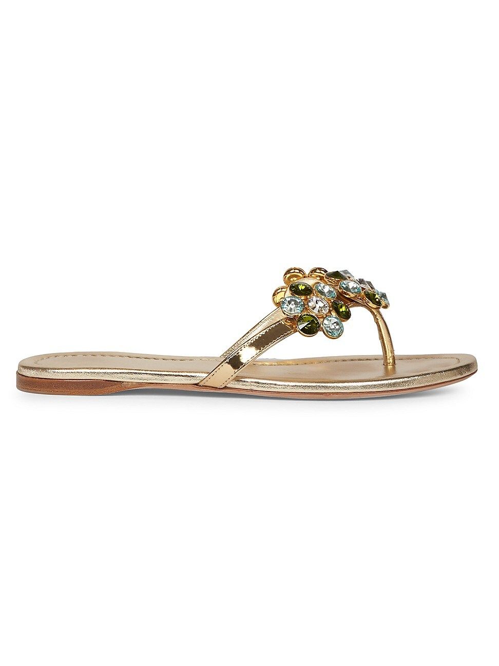 Women's Metallic Leather & Jewel Sandals - Gold - Size 6 | Saks Fifth Avenue