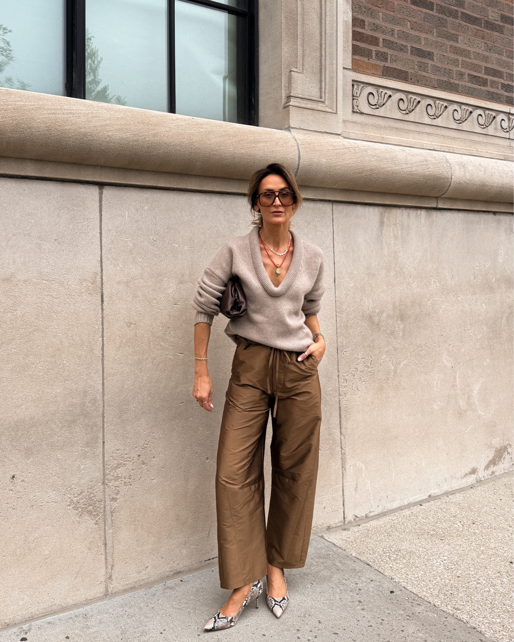 Taffeta Pants | Look 1: For days that don’t stop at 5 🤎✨ 

There’s something I love about an outfit that never asks you to change. This one is polished enough for daytime plans, elevated enough for dinner, and effortless from start to finish 🙌🏽 

Size 1 on pants and xs on sweater (both got a bit oversized)

#LTKgrwm #LTKootd #LTKOver40