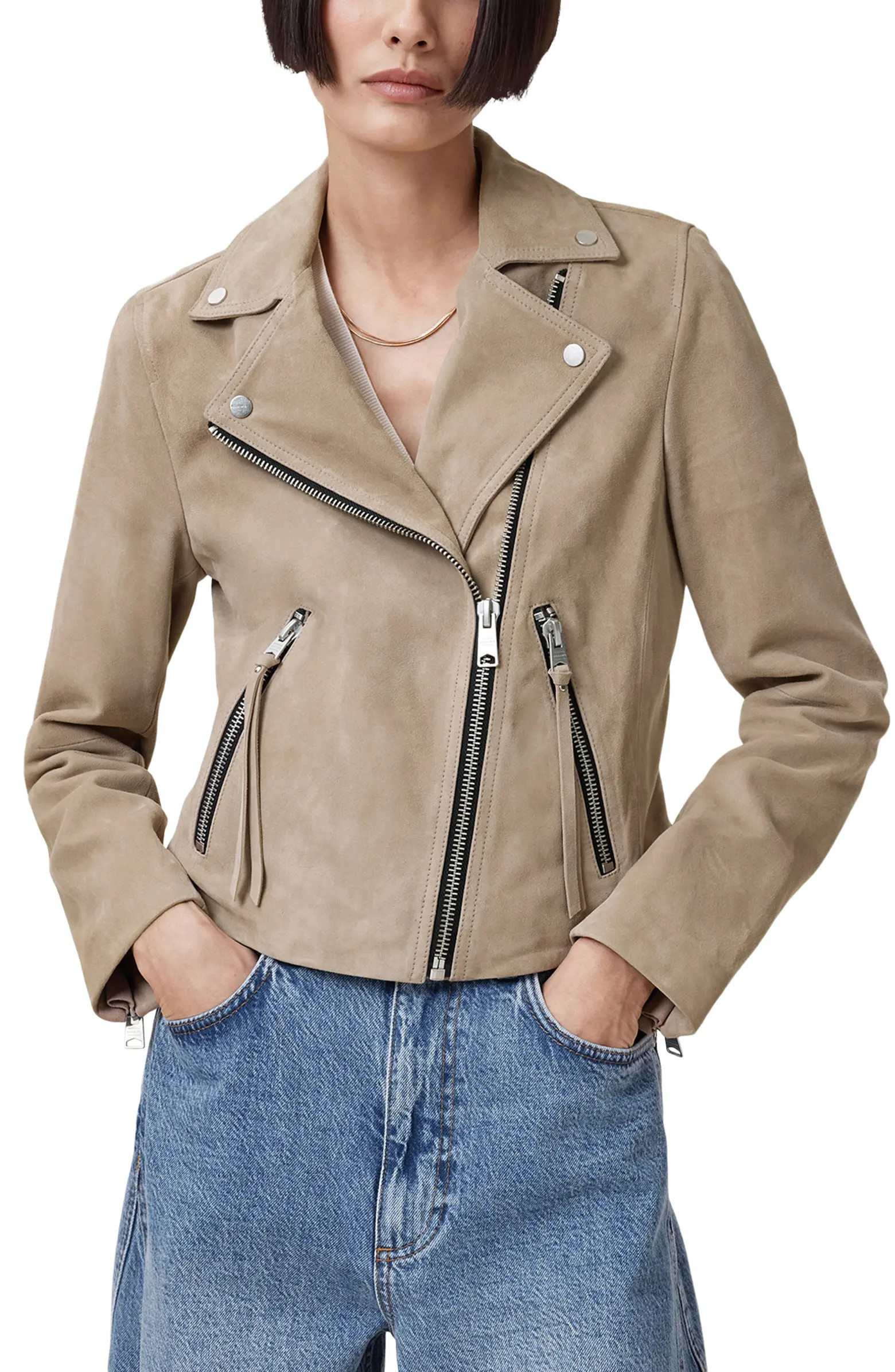 AllSaints Dalby Suede Moto Jacket | Nordstrom | Nordstrom