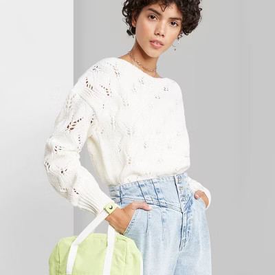 Women's Boat Neck Pointelle Knit Pullover Sweater - Wild Fable™ | Target