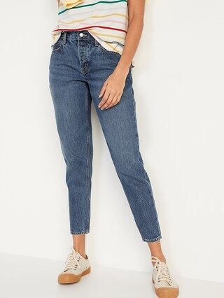 Mid-Rise Button-Fly Slouchy Taper Non-Stretch Ankle Jeans for Women | Old Navy (US)