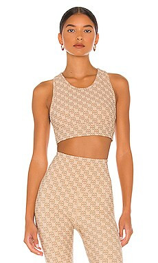 ANINE BING Sport Blair Bra in Camel Monogram Print from Revolve.com | Revolve Clothing (Global)