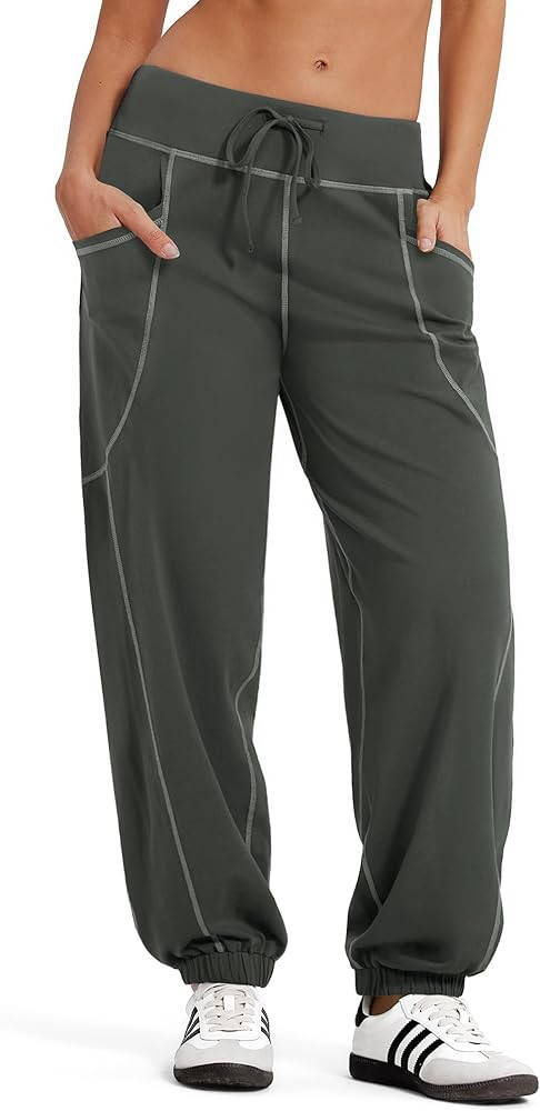MOOSLOVER Women Baggy Jogger Pants Drawstring Mid Waist Athletic Casual Pant Comfy Cotton Lightwe... | Amazon (US)