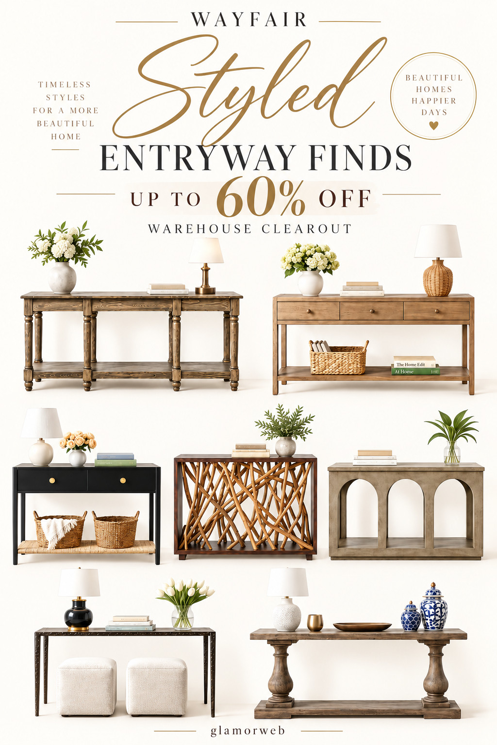 These Wayfair console table finds are such an easy way to make an entryway feel instantly more polished ✨ I found everything from warm wood and rustic statement styles to sleek black and modern arched designs. Perfect for styling with a mirror, lamp, baskets, books, or a simple vase. Even better, Wayfair’s Warehouse Clearout is up to 60% off, so it’s a great time for a little entryway refresh 🤎

#Wayfair #WayfairFinds #WayfairSale #WarehouseClearout #ConsoleTable #ConsoleTableFinds #ConsoleTableDecor #EntrywayDecor #EntrywayTable #EntrywayIdeas #EntrywayInspo #EntrywayRefresh #HomeDecorFinds #HomeFurniture #FurnitureDeals #FurnitureSale #ModernHomeDecor #NeutralHomeDecor #HomeDecorIdeas #InteriorInspo #HomeRefresh 

 #LTKSeasonal #LTKHome #LTKSaleAlert