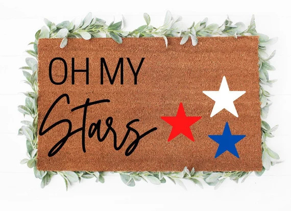 Oh my Stars Doormat - Memorial Day Doormat - 4th of July Doormat - Home Decor - Red White & Blue ... | Etsy (US)