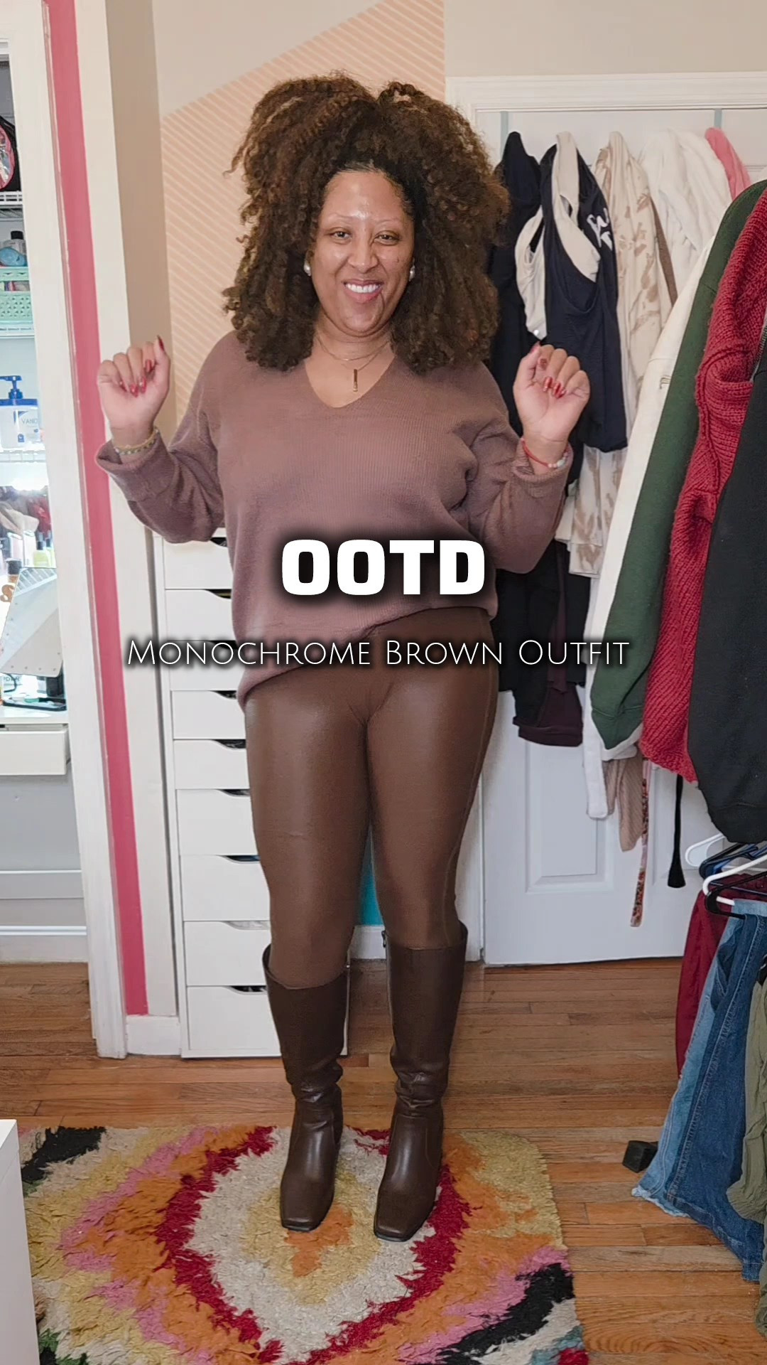 OOTD | Monochrome Brown Outfit Sizes:Sweater: XLTights: LBoots: 11

#LTKootd #LTKTall