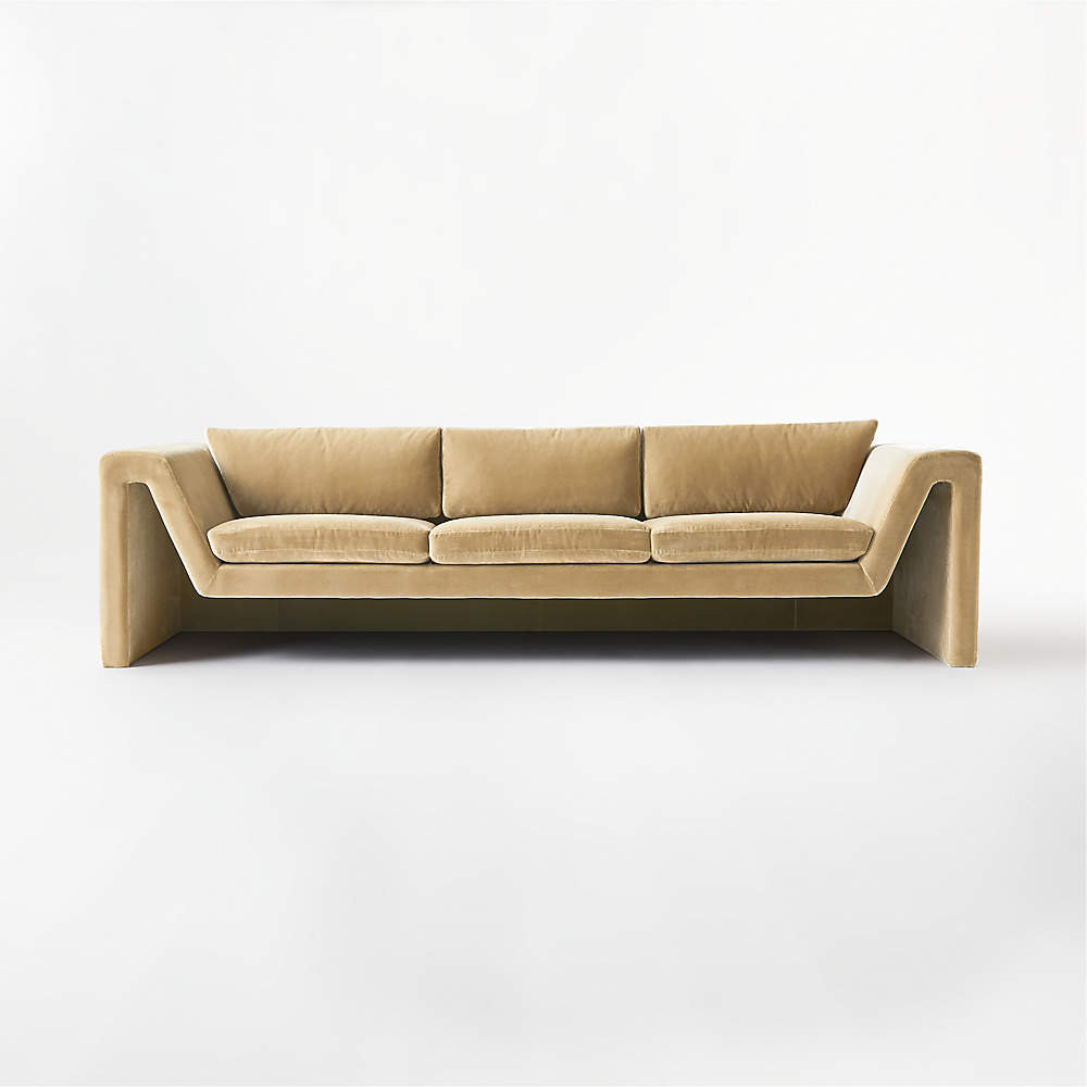 Perimeter Camel Brown Faux Mohair Fabric Sofa + Reviews | CB2 | CB2